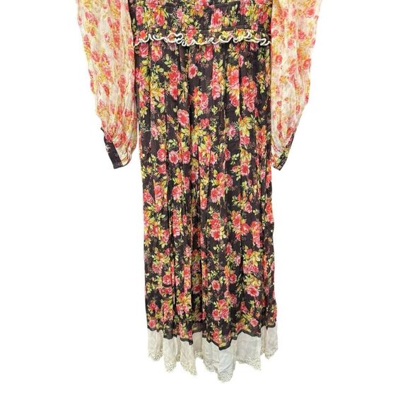 Hemant & Nandita Boho Floral Maxi Dress Peasant Sleeves Romantic S - Picture 6 of 12